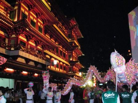 dragpon dance at the tooth relic temple opening in singapore